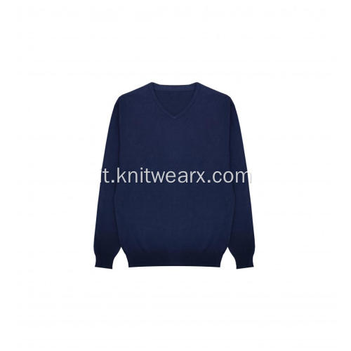 Pullover da uomo in maglia di cotone e lana con scollo a V